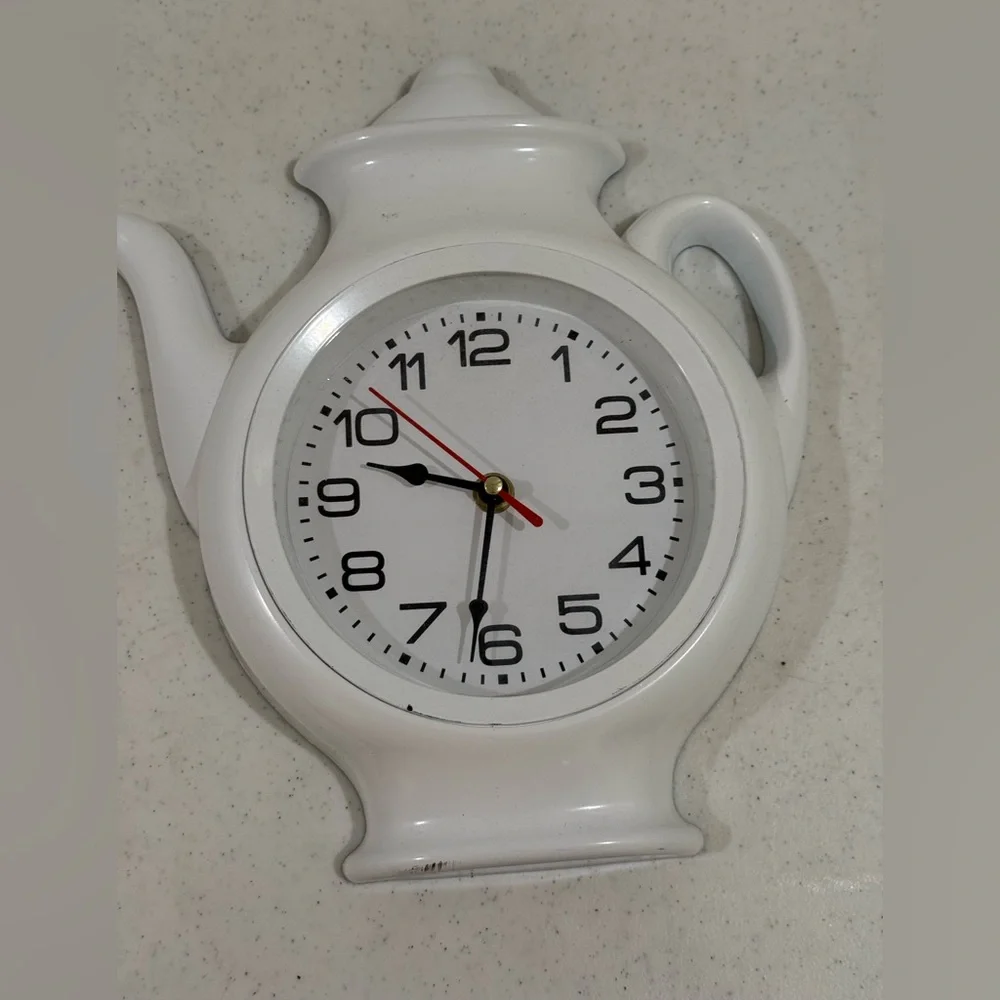 White Teapot Wall Clock